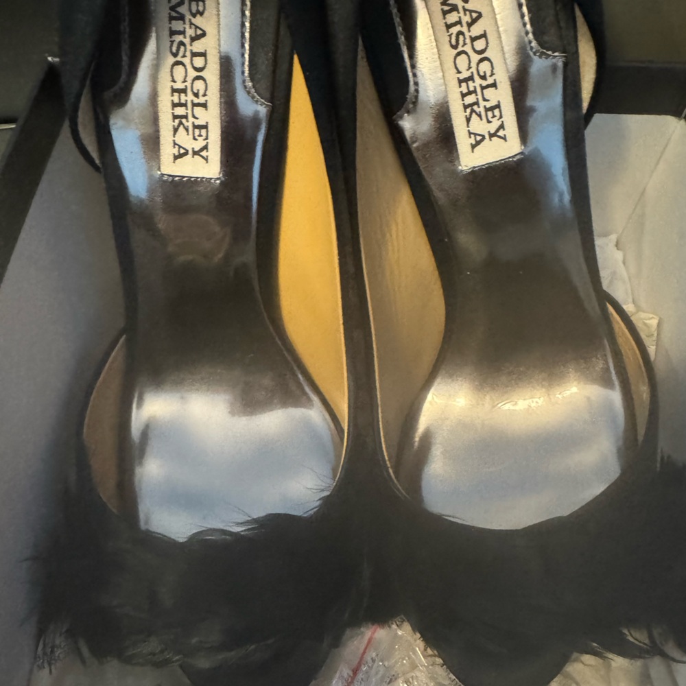 Black satin peep toe high heels